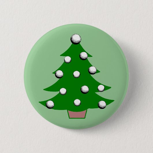 Golfbal kerstboom ronde button 5,7 cm (Voorkant)