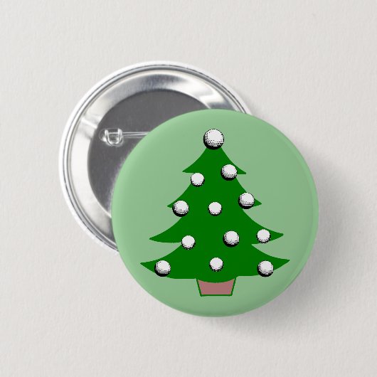 Golfbal kerstboom ronde button 5,7 cm (Voorkant /achterkant)