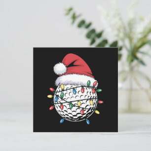 Golfbal Kerstman Hoed Kerst Golfen Xmas Lichtjes  Feestdagenkaart