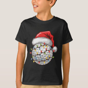 Golfbal Kerstman Hoed Kerstboom Lichtjes Golfen T-shirt