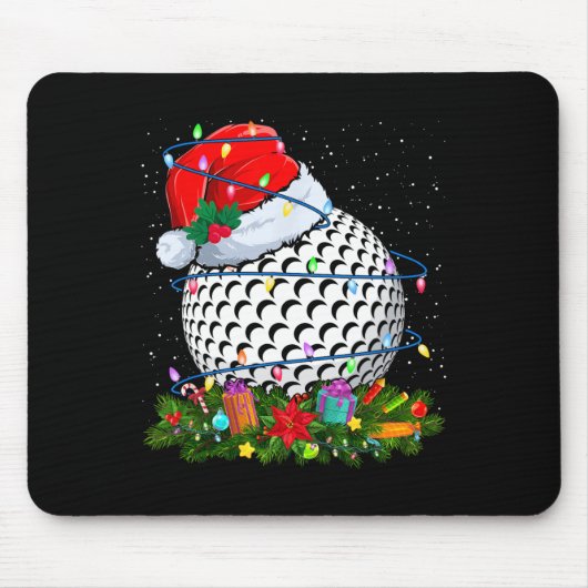 Golfbal Kerstman Hoed Kerstverlichting Grappige Sp Muismat (Voorkant)