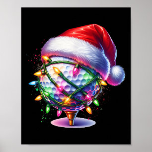 Golfbal Kerstman Hoed Mannen Vrouwen Kerst Golf X Poster