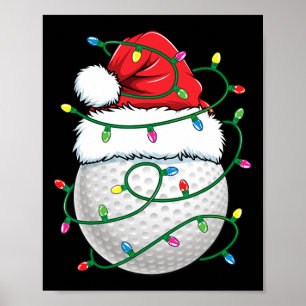 Golfbal Kerstmannenhoed Heren Dames Kerst Golf X Poster