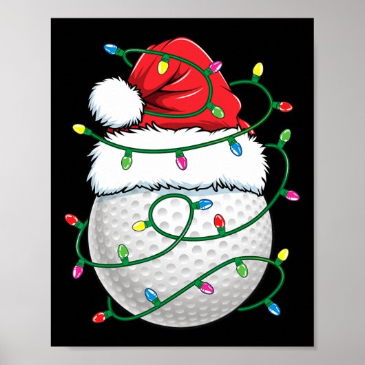 Golfbal Kerstmannenhoed Heren Dames Kerst Golf X Poster (Voorkant)