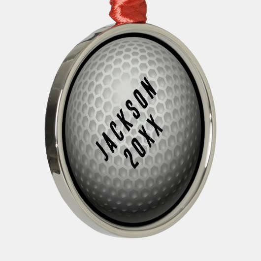 Golfbal Kerstmis Metalen Ornament (Rechts)