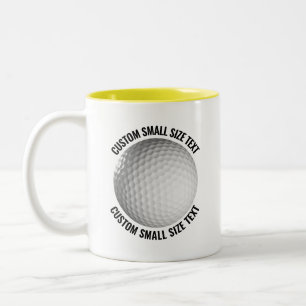 Golfbal & Kleine Tekst GEEL 325ml Custom Tweekleurige Koffiemok