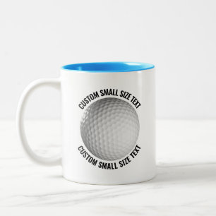 Golfbal & Kleine Tekst LICHTBLAUW 325ml Custom Tweekleurige Koffiemok