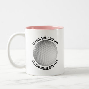 Golfbal & Kleine Tekst ROZE 325ml Custom Tweekleurige Koffiemok