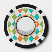 Golfbal; Kleurrijk Argyle Patroon Poker Chips (Achterkant)