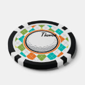 Golfbal; Kleurrijk Argyle Patroon Poker Chips (Enkel)