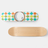 Golfbal; Kleurrijk Argyle Patroon Skateboard (Horizontaal)