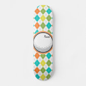 Golfbal; Kleurrijk Argyle Patroon Skateboard (Voorkant)