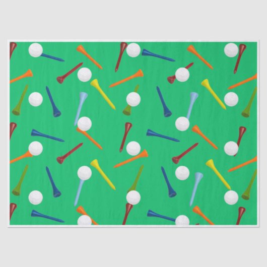 Golfbal & Kleurrijke Tee Tissuepapier | Golf Feest (Voorkant)
