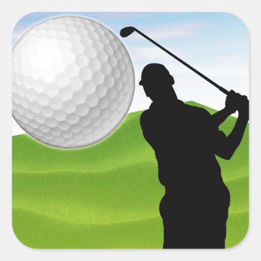Golfbal komt op je af vierkante sticker (Voorkant)