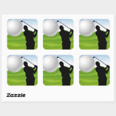 Golfbal komt op je af vierkante sticker (Vel)