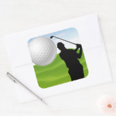 Golfbal komt op je af vierkante sticker (Envelop)