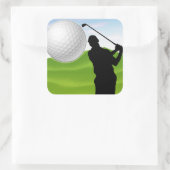 Golfbal komt op je af vierkante sticker (Tas)