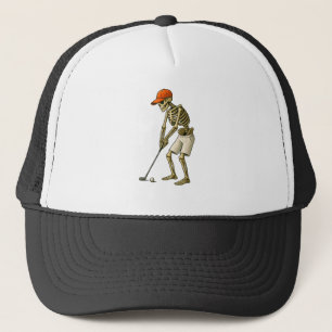 Golfbal Kostuum - Pompoen Schedel Golf Speler Hoed Trucker Pet