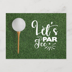 Golfbal Let's Par T-shirt op groen gras Briefkaart