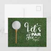 Golfbal Let's Par T-shirt op groen gras Briefkaart (Voorkant / Achterkant)