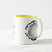 Golfbal & Medium Tekst GEEL 325ml Custom Tweekleurige Koffiemok (Voorkant rechts)