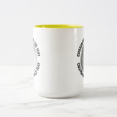 Golfbal & Medium Tekst GEEL 425g Custom Tweekleurige Koffiemok (Center)