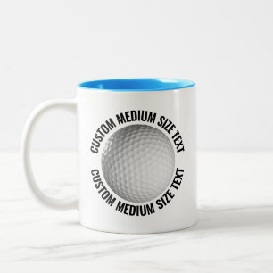 Golfbal & Medium Tekst LICHTBLAUW 325ml Custom Tweekleurige Koffiemok