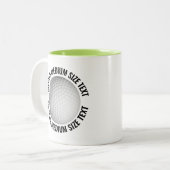 Golfbal & Medium Tekst LIME GROEN 325ml Custom Tweekleurige Koffiemok (Voorkant links)