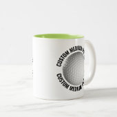 Golfbal & Medium Tekst LIME GROEN 325ml Custom Tweekleurige Koffiemok (Voorkant rechts)