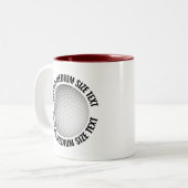 Golfbal & Medium tekst MAROON 325ml Custom Tweekleurige Koffiemok (Voorkant links)