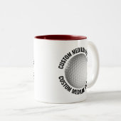 Golfbal & Medium tekst MAROON 325ml Custom Tweekleurige Koffiemok (Voorkant rechts)