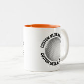Golfbal & Medium tekst ORANJE 325ml Custom Tweekleurige Koffiemok (Voorkant rechts)