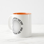 Golfbal & Medium tekst ORANJE 325ml Custom Tweekleurige Koffiemok (Voorkant links)