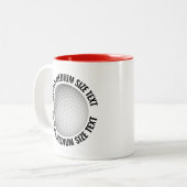 Golfbal & Medium tekst RODE 325ml Custom Tweekleurige Koffiemok (Voorkant links)