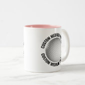 Golfbal & Medium Tekst ROZE 325ml Custom Tweekleurige Koffiemok (Voorkant rechts)
