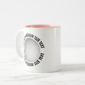 Golfbal & Medium Tekst ROZE 325ml Custom Tweekleurige Koffiemok (Voorkant links)