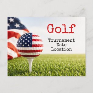 Golfbal met Amerikaanse vlag golftoernooi Briefkaart