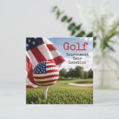 Golfbal met Amerikaanse vlag golftoernooi Kaart (Staand voorkant)