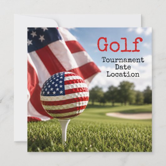 Golfbal met Amerikaanse vlag golftoernooi Kaart (Voorkant)