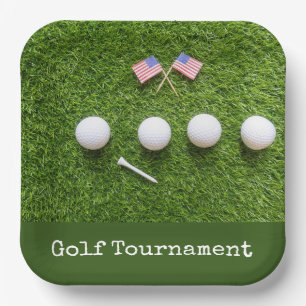 Golfbal met Amerikaanse vlag golftoernooi Papieren Bordje