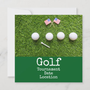 Golfbal met Amerikaanse vlag golftoernooi Save The Date