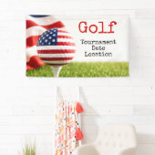 Golfbal met Amerikaanse vlag golftoernooi Spandoek (Insitu)