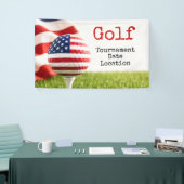 Golfbal met Amerikaanse vlag golftoernooi Spandoek (Beurs)