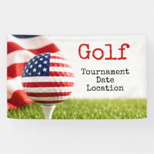 Golfbal met Amerikaanse vlag golftoernooi Spandoek