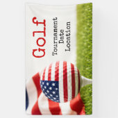 Golfbal met Amerikaanse vlag golftoernooi Spandoek (Verticaal)