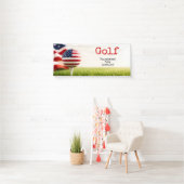 Golfbal met Amerikaanse vlag golftoernooi Spandoek (Insitu)