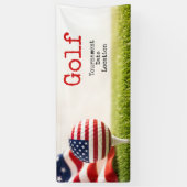 Golfbal met Amerikaanse vlag golftoernooi Spandoek (Verticaal)