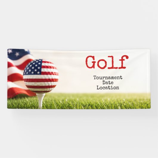 Golfbal met Amerikaanse vlag golftoernooi Spandoek (Horizontaal)