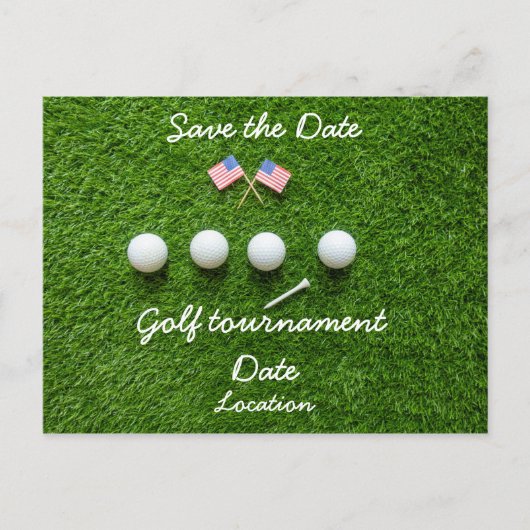 Golfbal met Amerikaanse vlag op groen gras Briefkaart (Voorkant)