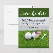 Golfbal met Amerikaanse vlag op groen gras Briefkaart (Voorkant / Achterkant)